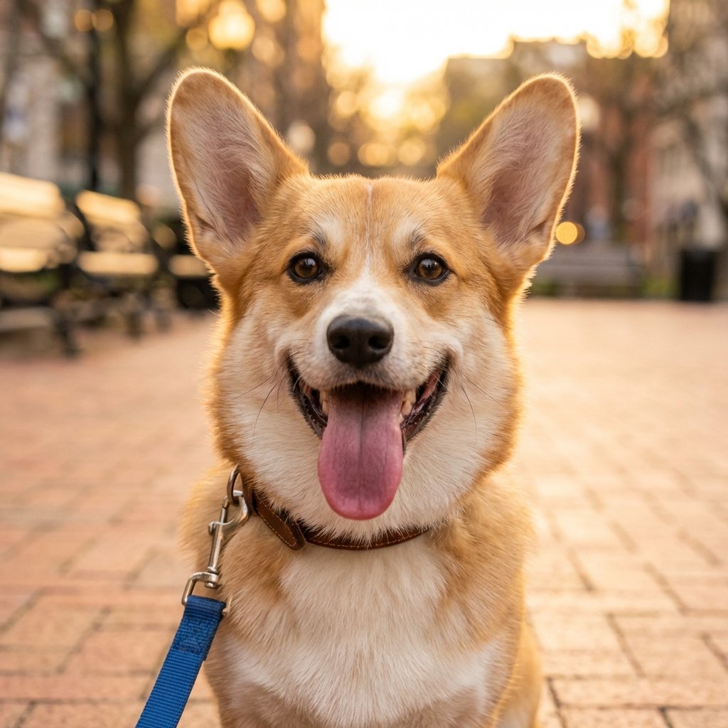 Cachorro feliz no passeio